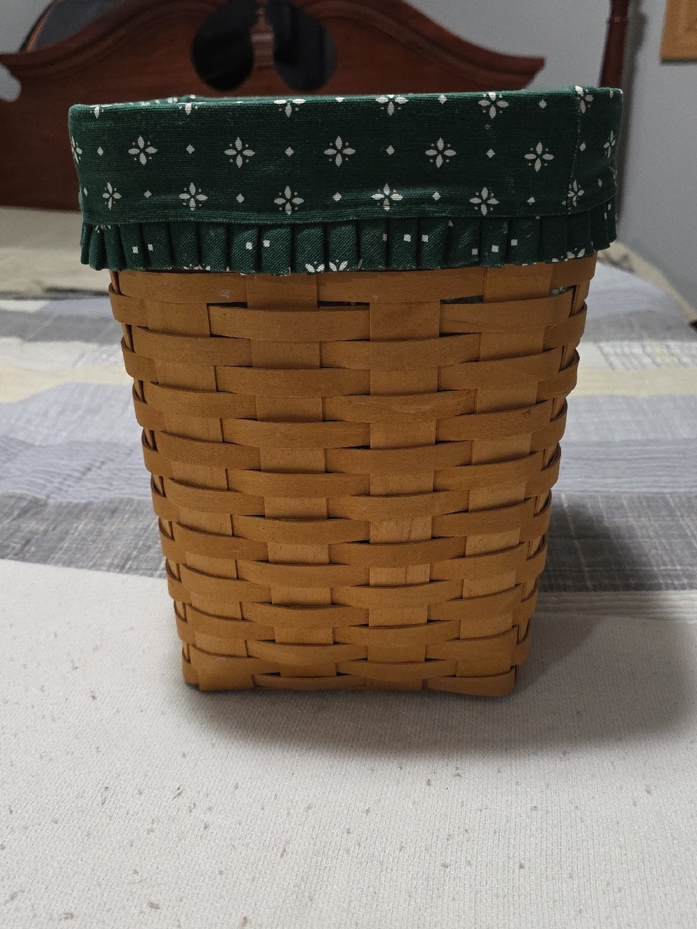 Longenberger Medium Green Patterned Trim Woven Basket Liner